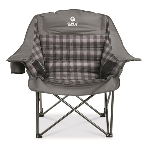 Guide Gear Oversized Extra Large Padded Camping Chair, Portable, Folding, Large Camp Lounge Beach Chairs for Outdoor, Adul...