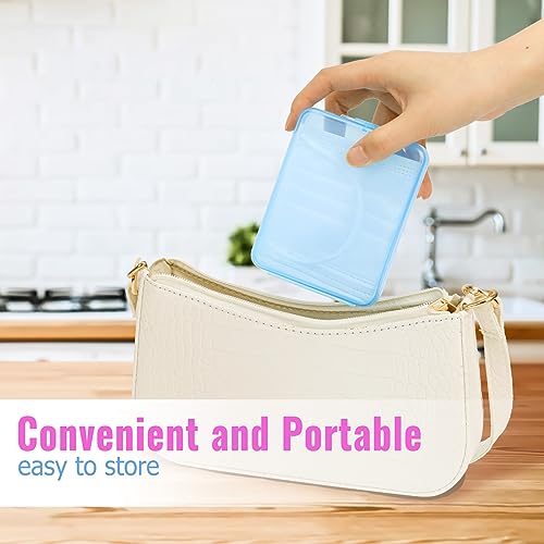 3-Piece Portable Travel Pad Holder - Bathroom Countertop Storage Organizer - Cotton Pad, Swab, Floss Dispenser (Blue, Pin...