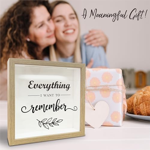 8x8 Shadow Box Frame - Decorative Greenery Wooden Memorable Box For Saving - Everything I Want To Remember - Display Memor...
