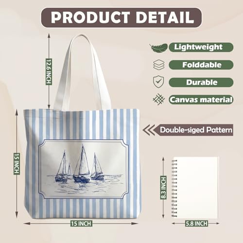 VIIJJUE Tote Bag Gifts for Women, Canvas Aesthetic Reusable Grocery Bags Shopping Bags