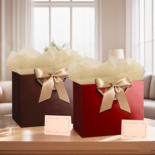 PrintGuru 13” Large Red Gift Bag with Handles, Mother’s Day Gift Bag, Birthday Gift Bag with Tissue Paper and Greeting Car...