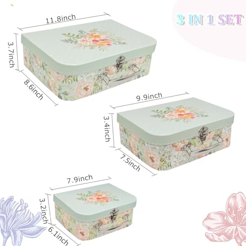 Amedoo Paperboard Suitcases (Set of 3) Decorative Storage Boxes Gift Boxes With Lids for Photo Storage Home Decoration Wed...