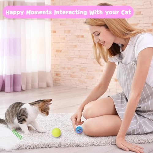 Flashine Cat Toys for Indoor Cats 40 PCS Kitten Toys Cat Interactive Toys Pack Including Cats Springs Sparkle Ball Pom Pom...