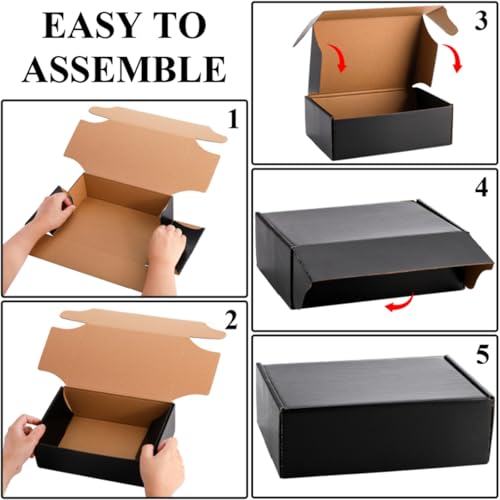 Dicunoy 30 Pack CardBoard Boxes, 9 x 6 x 3 Inches Small Shipping Boxes, Black Corrugated Cardboard Box for Mailing Packing...