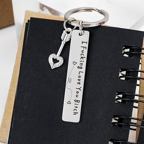 Teniinet Best Friend Keychain for Women, Stainless Steel Key Chain Engrave I Fking Love You Bith Birthday Christmas Friend...