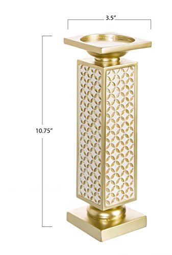 Creative Scents Schonwerk Diamond Lattice Pillar Candle Holders, Set of 2 Centerpiece Table Decorations Home Decor for Din...