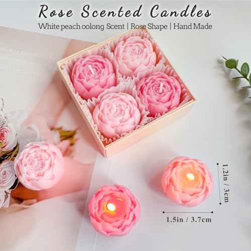 4-Pack Pink Scented Tea Lights, Flower-Shaped Beeswax Soy Wax Tealight Candles, Ideal for Relaxation, Spa, and Gifts