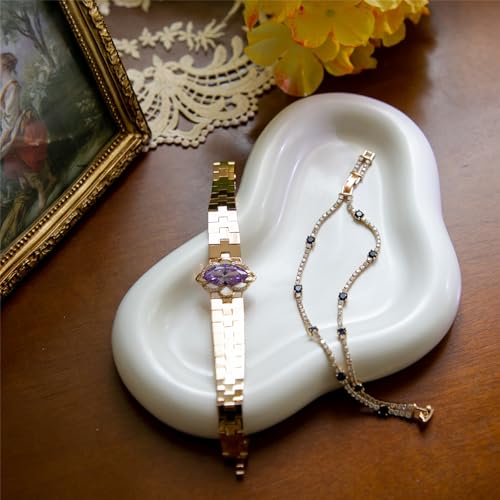 Maxsirui Ceramic Jewelry Tray Ring Dish, White Cloud Perfume Dish Key Bowl, Entryway Bathroom Room Decor Aesthetic, Birthd...
