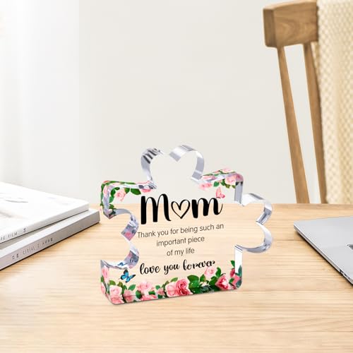 Mothers Day Mom Gifts for Mom Grandma Wife from Husband Daughter Son -Cute Engraved Acrylic Block Puzzle Piece - Mother's,...