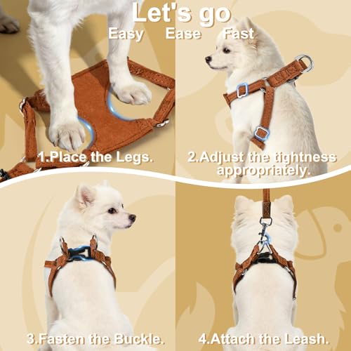 Small Dog Harness and Leash Set, Ultra Soft Suede No Pull Puppy Harness, Escape Proof Adjustable Vest for Small Dogs, Ligh...