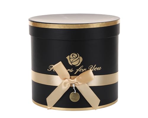 Set of 3 Cylinder Luxury Flower Boxes with Lids Round Florist Gift Ribbon Bow Cardboard Packaging Box for Flowers, Nested ...