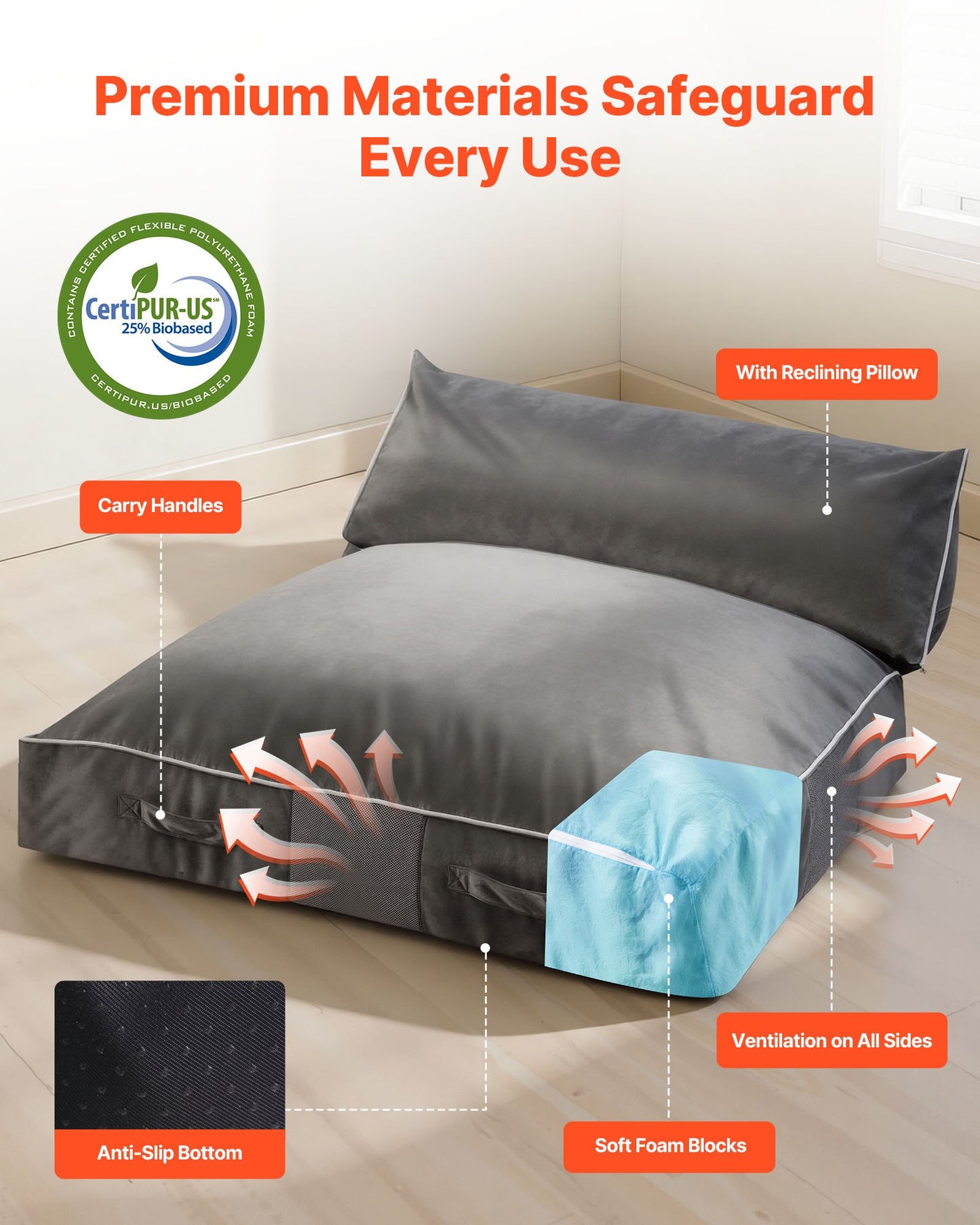 Crash Pad, 5 X 4.5 Ft Crash Pad For Kids Sensory With Foam Blocks And Washable Cover, Large Soft Foam Landing Zone Giant Pillow Mat, Sensory Room Equipment For Children Jumping, Relaxing & Play