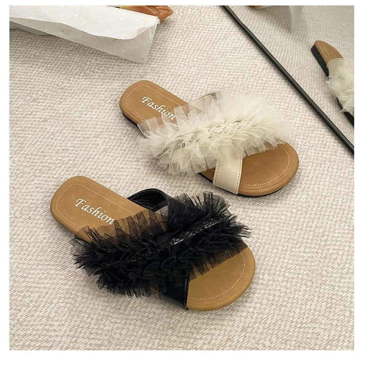 Summer New Trendy Fashion Sandals For Women - Fairy Style Netting Casual One-Sided Slippers