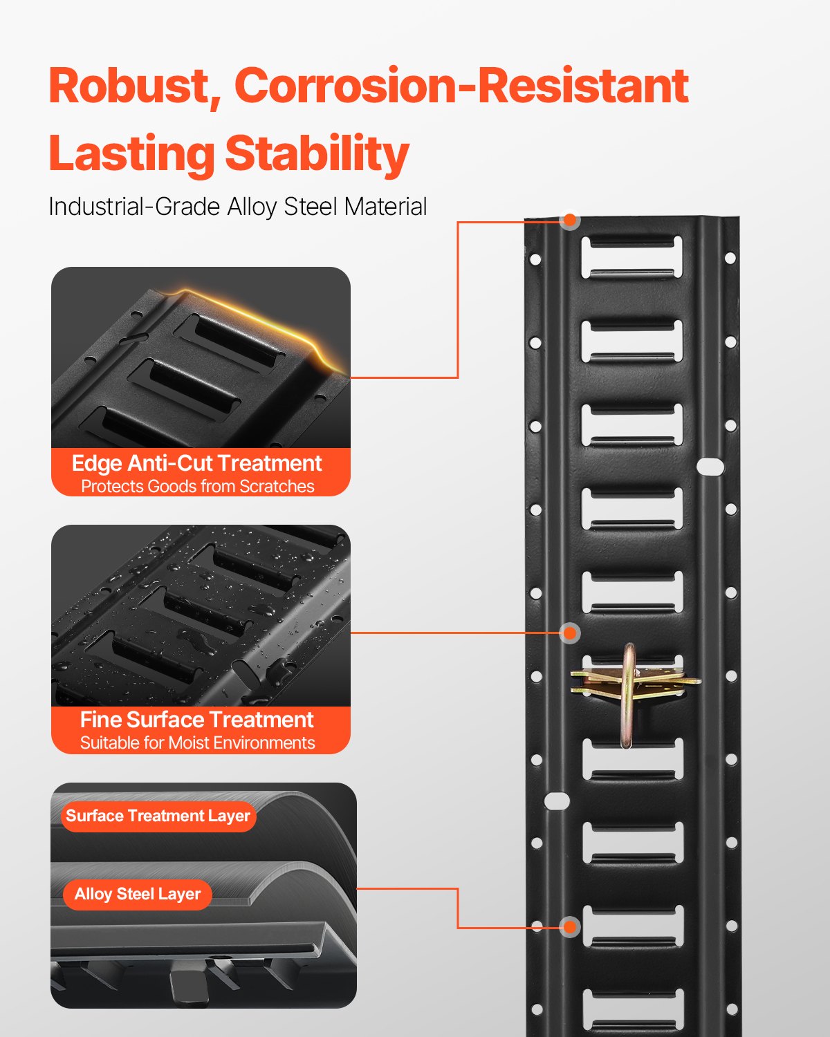 E Track Tie-Down Rail Kit, 30PCS 5FT E-Tracks Set Includes 4 Steel Rails & 2 Single Slot & 8 O Rings & 8 Tie-Offs W/D-Ring & 8 End Caps, Securing Accessories For Cargo, Motorcycles, And Bikes