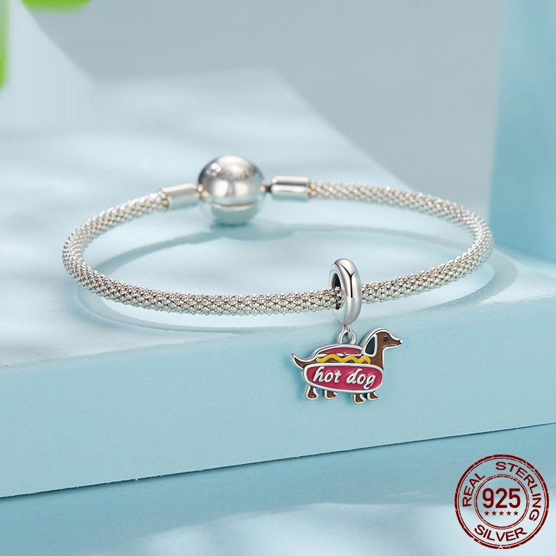 Sausage Dog Pendant S925 Silver Bead Accessories