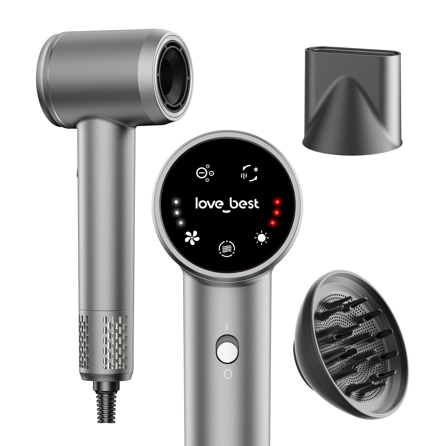 Hair Dryer With Diffuser, Ionic High-Speed Blow Dryer 600 Million Negative Ions, Fast Drying, Quiet & Lightweight Hair Dryer For Women & Men, Smart Touch Screen Professional Hairdryer For Curly Hair