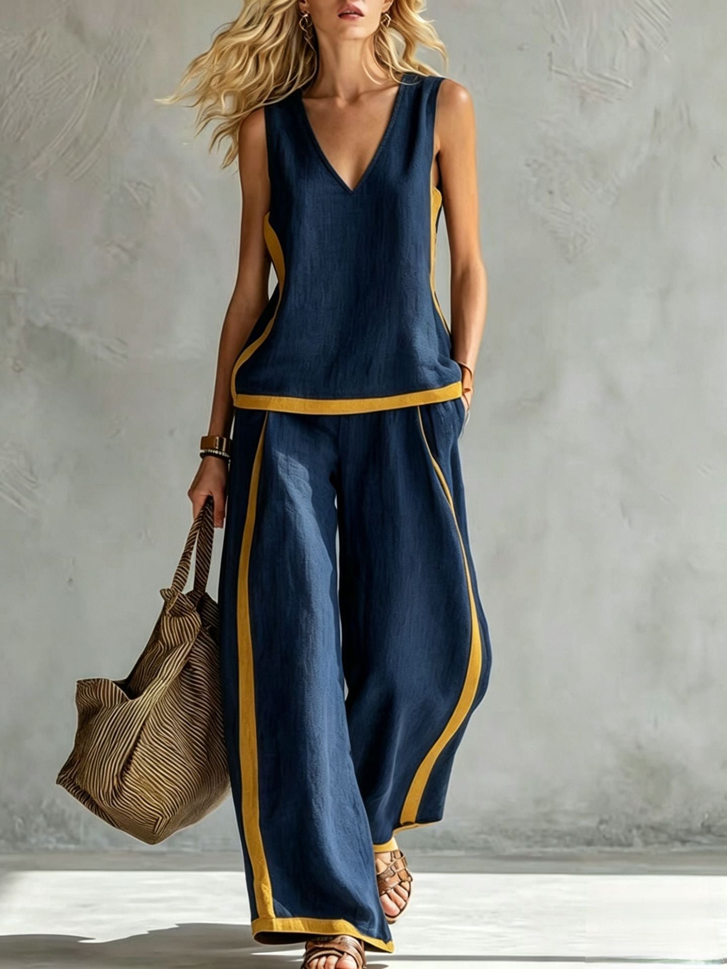 Women's Fashion Casual Wide-leg Pants Suit