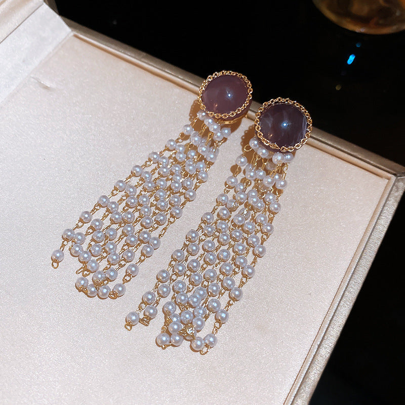 Purple Crystal Rhinestone Earrings For Women Korean Style Flower Luxury Versatile