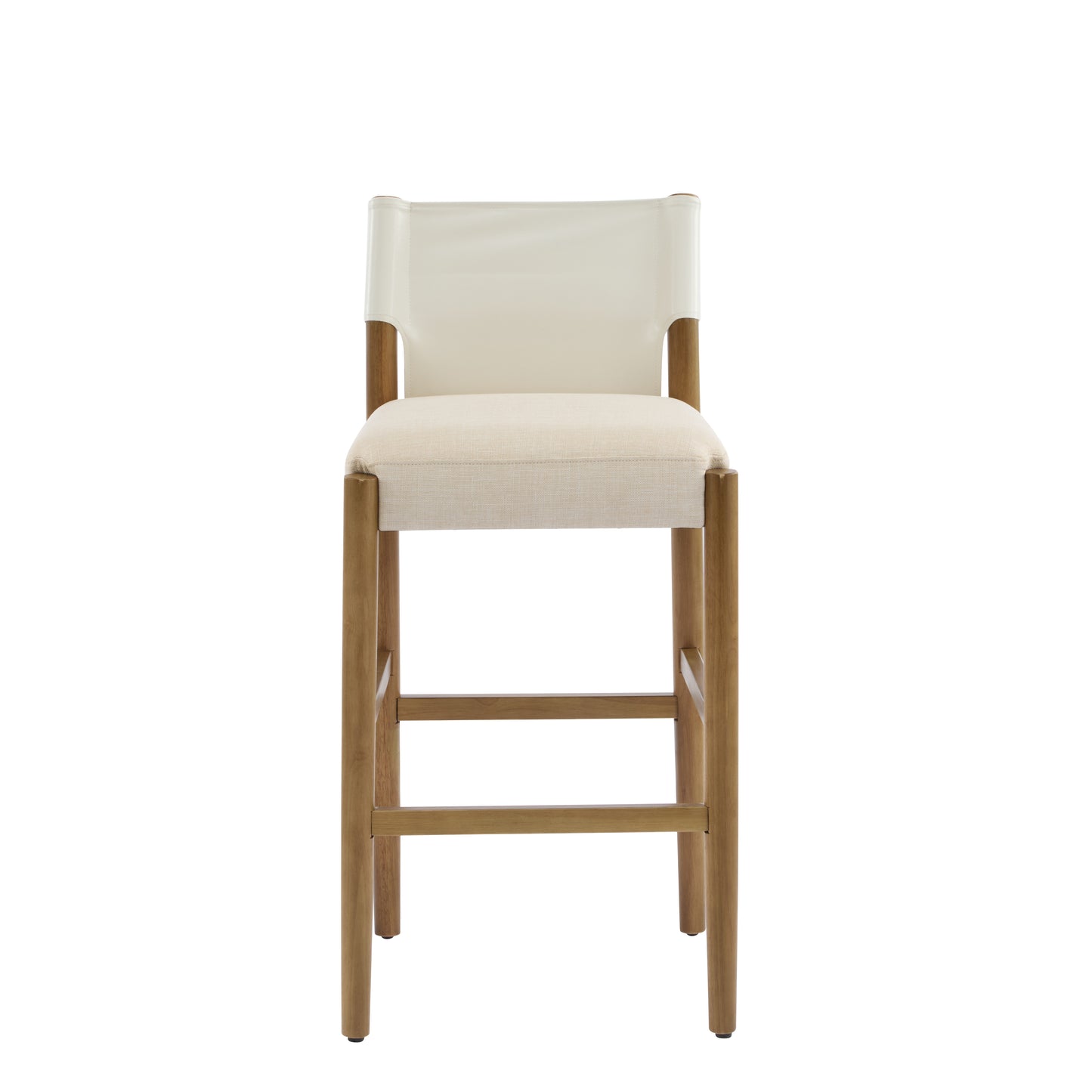 28.5, Modern Solid Wood Bar Stool With Polyester Cushion - Minimalist Kitchen Island Stool For Breakfast Nook & Home Bar Neutral Tone Design , Set Of 2
