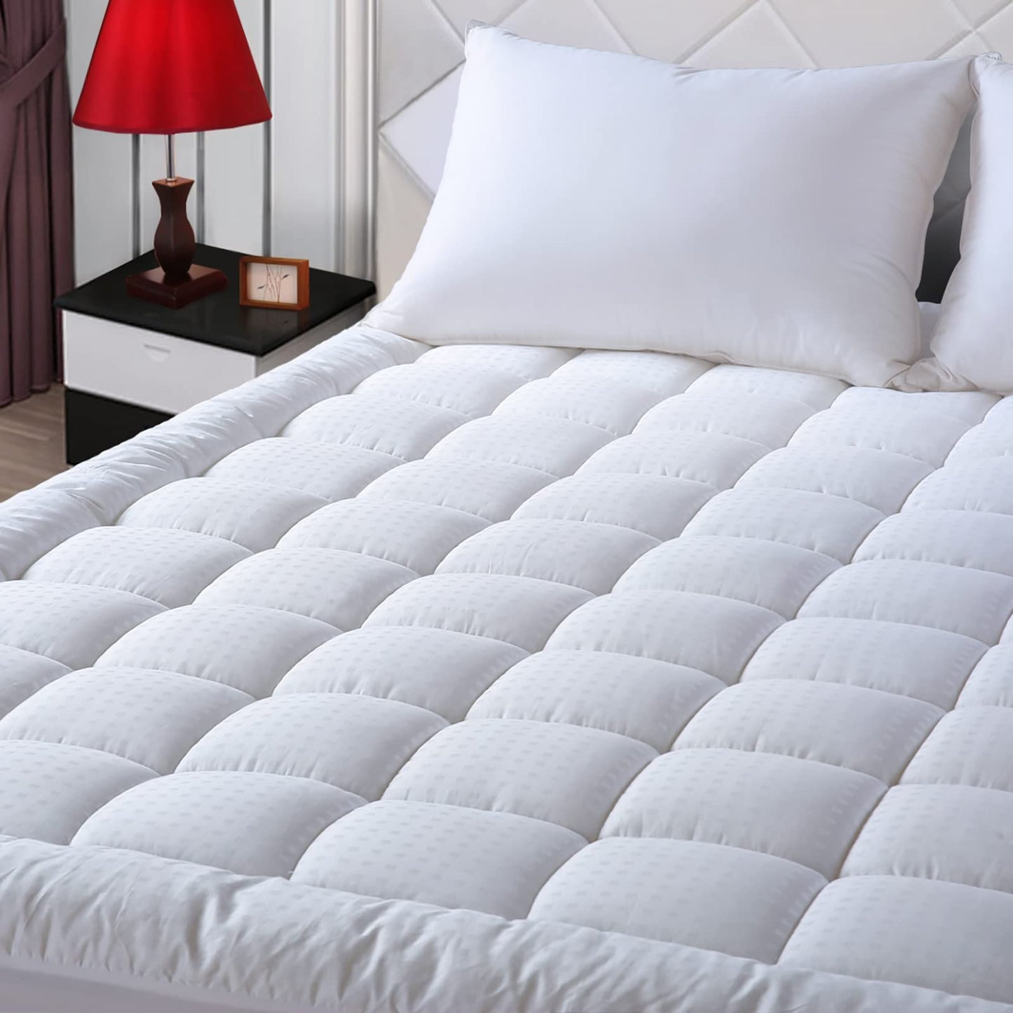 Ultra-Soft Quilted Cooling Mattress Topper Pad, Pillow Top Mattress Topper, Ultra-Soft Quilted Cooling Mattress Protector, Suitable For 8-24 Inch Deep Mattresses, 450G 900G 1200GSM Filling Options