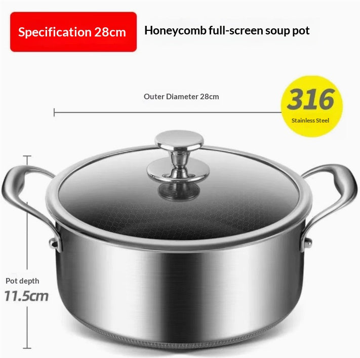 Stainless Steel Soup Uncoated For Home Use Steaming And Stewing Pot With Lid