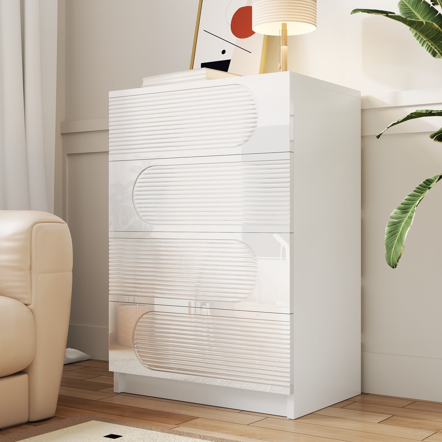 Modern 4-Drawer Storage Cabinet For Office, Bedroom & Living Room Practical Storage Space, Smooth-running Full Pull-outs, Versatile Organizer For Documents, Clothing & Accessories