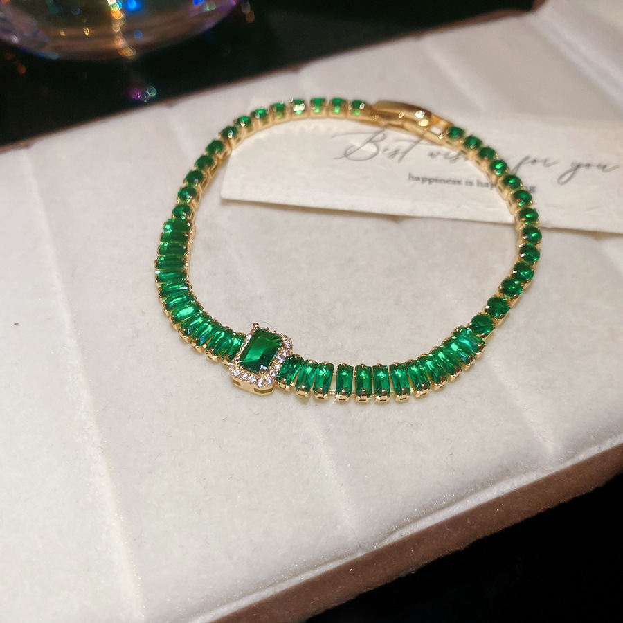 Ins Style Korean Rhombus Zirconia Bangle Minimalist Bracelet Ethereal Elegant Fashion Hand Jewelry