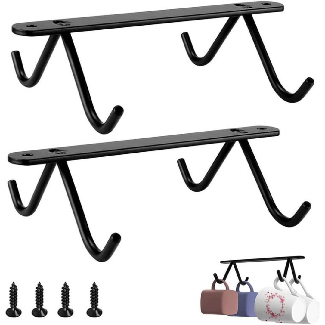 2 Pieces Hanging Cup Holder, Under Cabinet Hook, Cup Wine Glass Storage Hooks