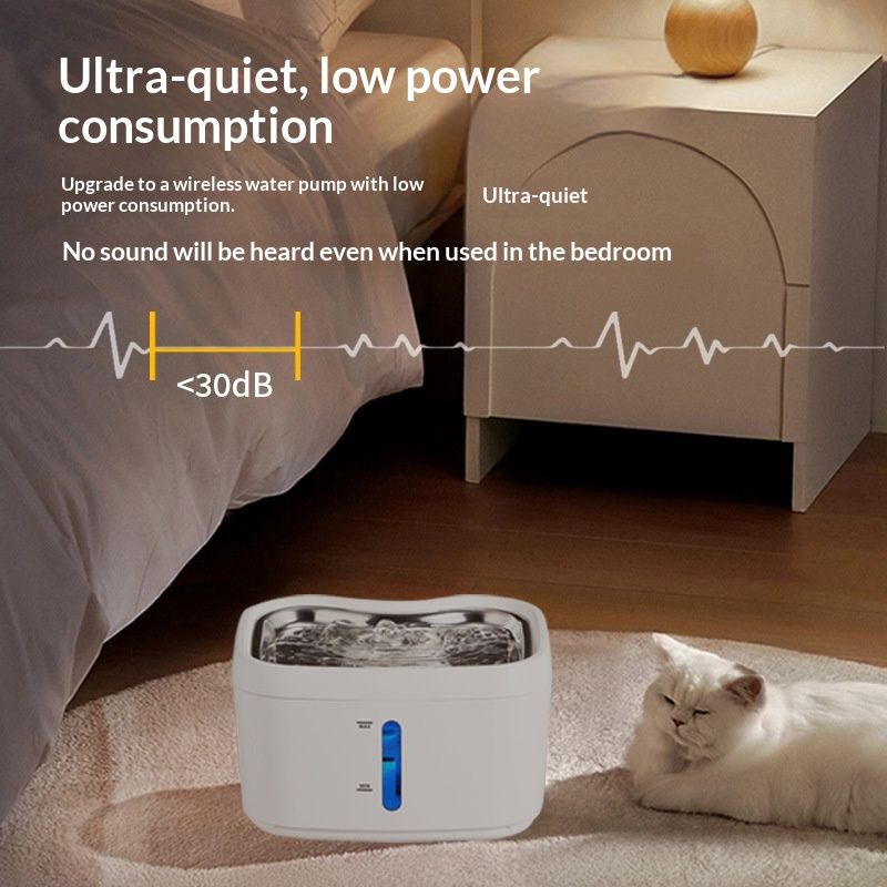 Smart Cat Water Fountain With Automatic Sensor And Wireless Power Supply