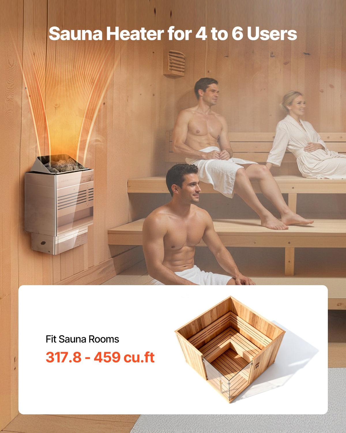 Sauna Heater, 9KW 240V Electric Sauna Stove, Dry Steam Bath Saunas Stove With Pre-Drilled Bracket, Fit 317.8 To 459 CU.FT Saunas Rooms, Steam Bath Stoves For Home, Commercial, Leisure Venues