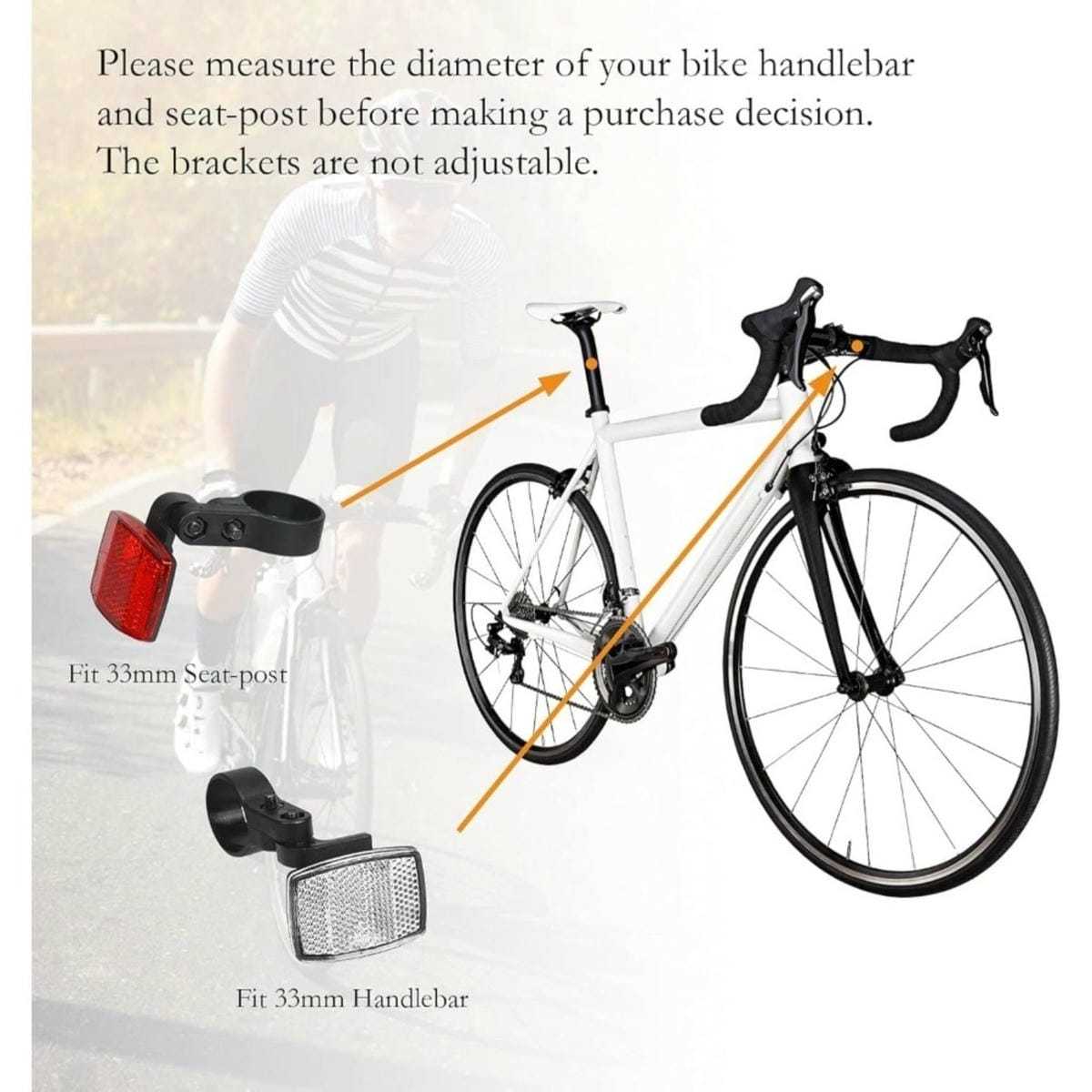 Bicycle Accessory Set (Front & Rear) + Spoke Clips – Silver & Yellow – Complete Set For City, Trekking, And Everyday Bikes – Practical Bicycle Accessories
