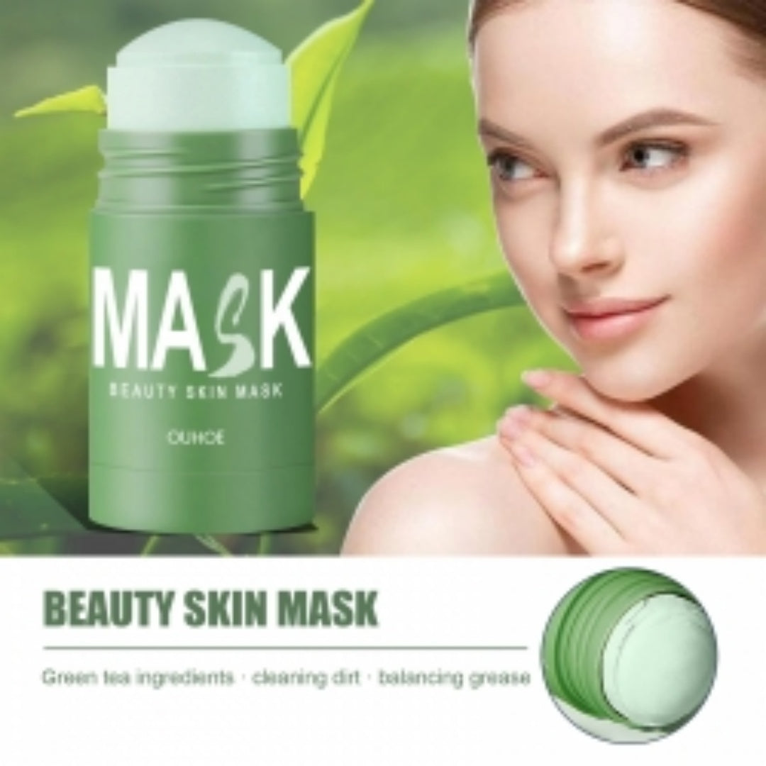 OUHOE Green Tea Mask Stick, Acne Blackheads Pimple Face Cleansing And Pore-Tightening Smear Mask Clay