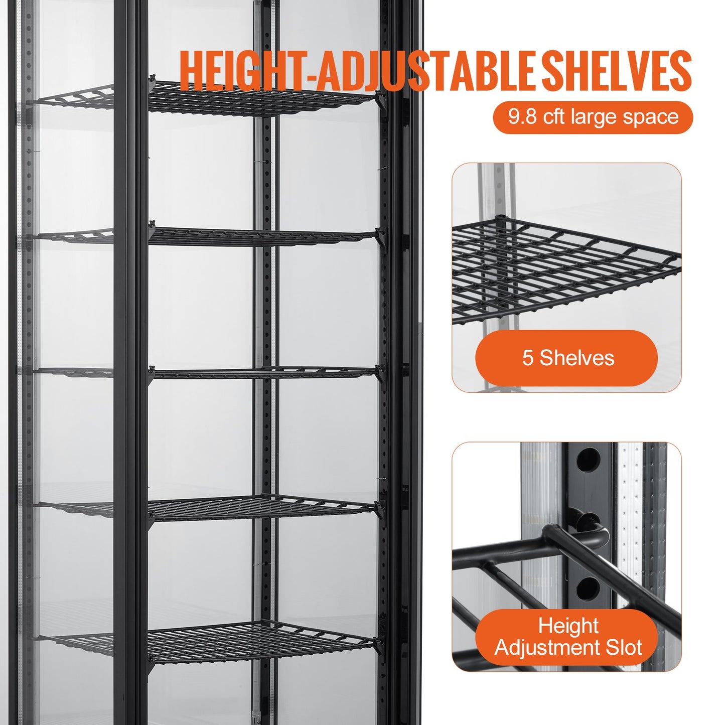 Refrigerated Display Case, 9.8 Cu.Ft./278L Large Pastry Display Case, 5-Tier Commercial Display Refrigerator With LED Lighting, TURBO Cooling, Frost-Free Air-Cooling, For Bakery