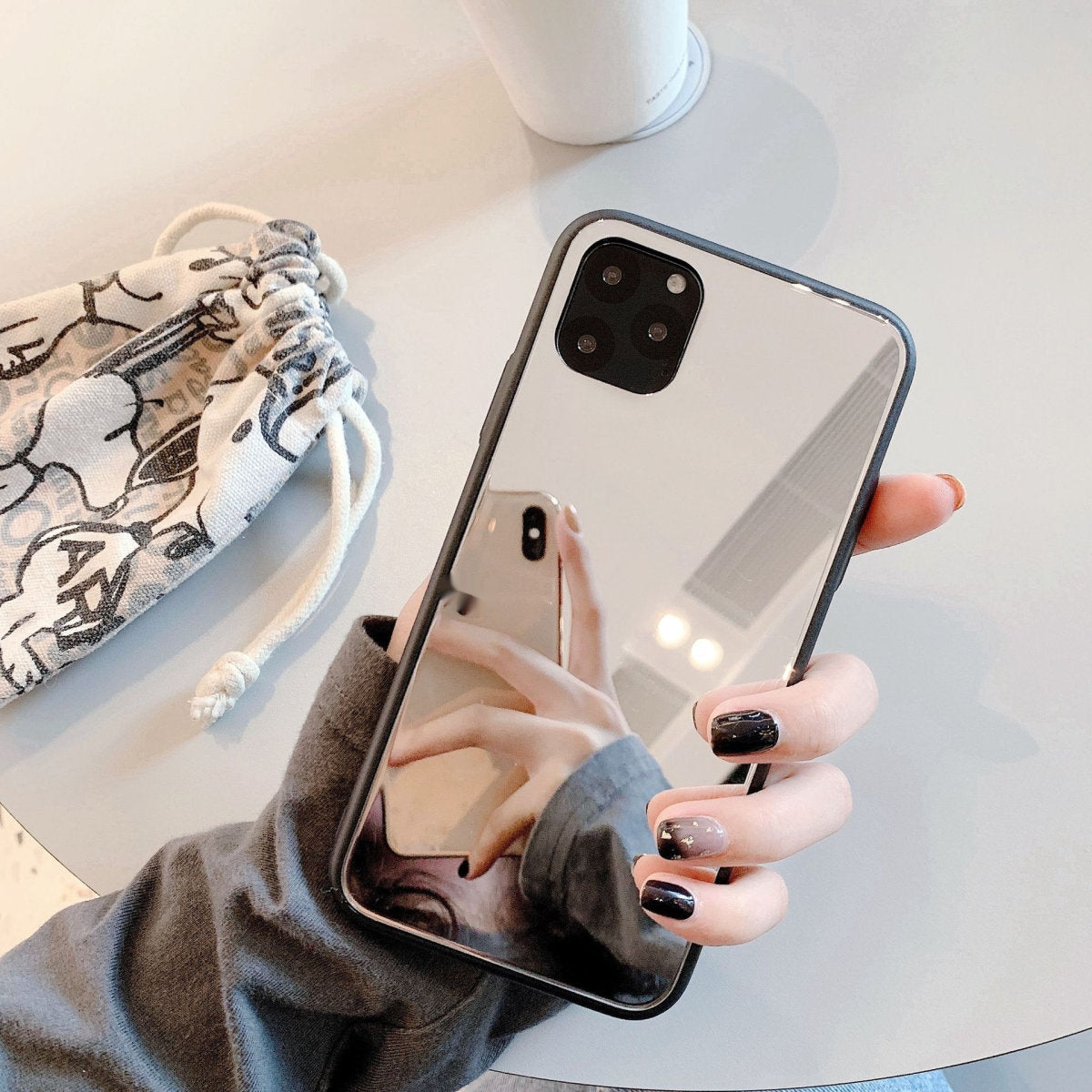 Glass Mirror 14 Pro Max Phone Case For 1112 Makeup XXR67