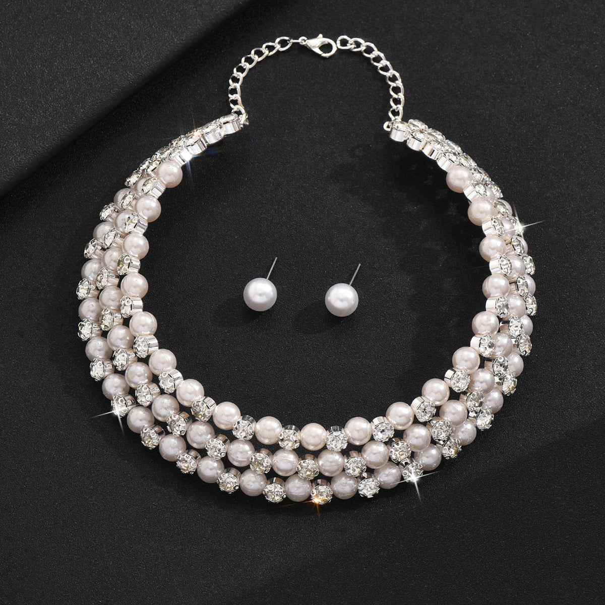 2026 Elegant Explosive High-end Pearl Jewelry Suit Bride New Pearl Necklace Earrings Two-piece Accessories