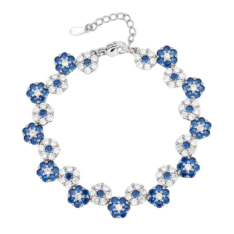 New Arrival Jewelry Set For Women, Flower Simulated Zirconia Bracelet & Clavicle Necklace, Elegant Light Luxury Versatile Fashion Accessories