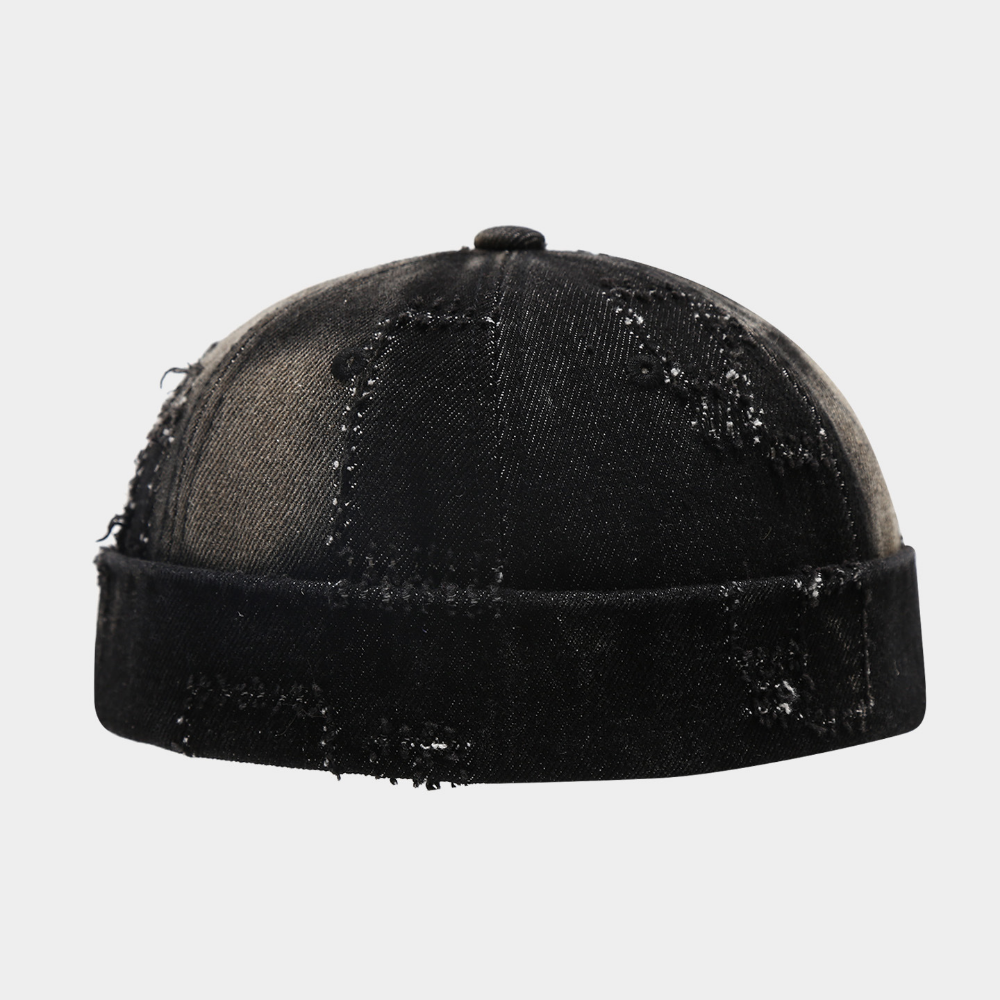 Summer Men's And Women's Identical Washed-out Faded Frayed And Rolled-edge Design Adjustable Urban Straw Hat For Outdoor Use Without A Brim
