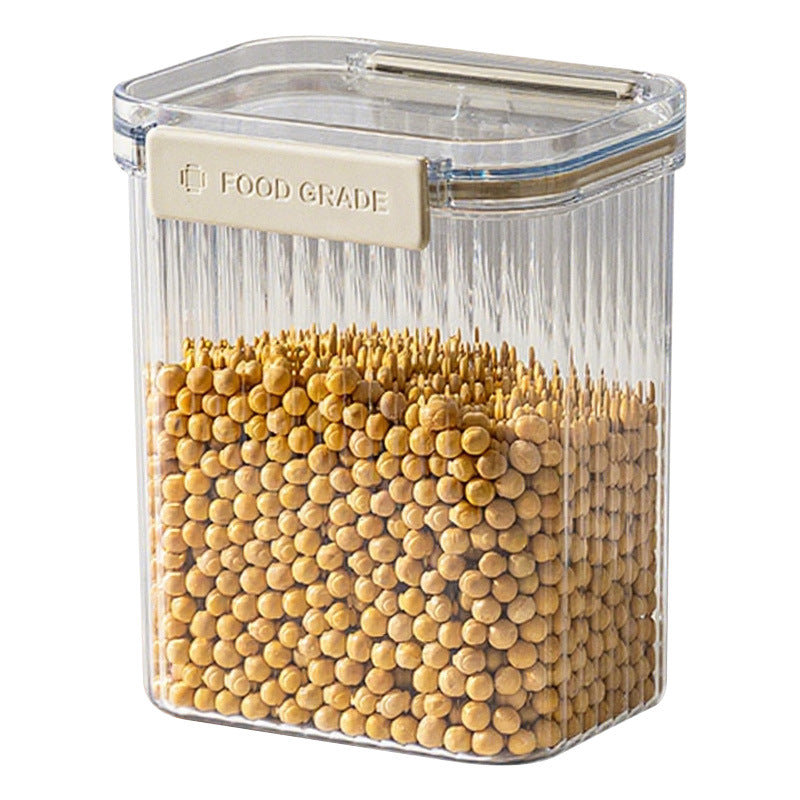 Black White Food Grade Clear Plastic Airtight Storage Containers, Square Thickened Jars With Lids For Grains, Cereal & Dry Food