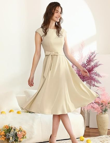 Womens Retro Tea Party Mid-Length Dress