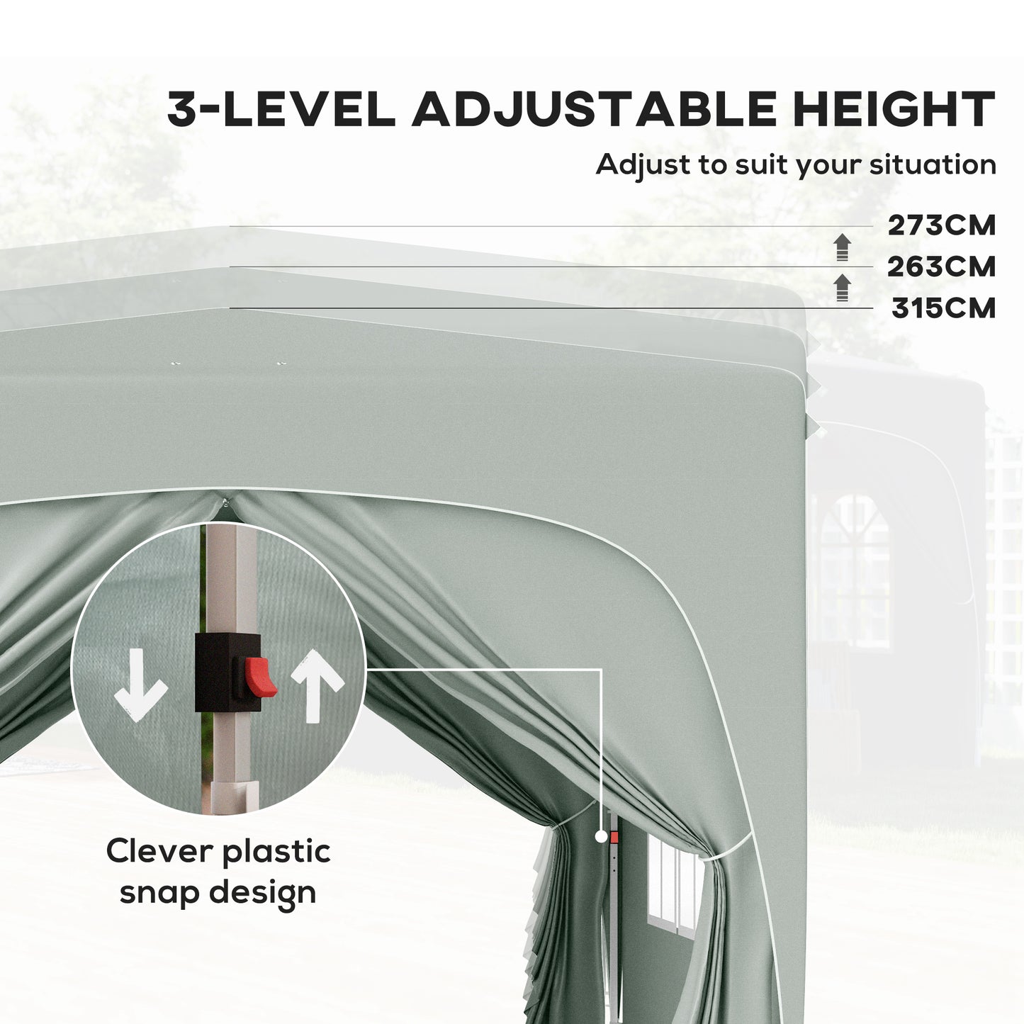 3 X 3m Pop-Up Gazebo Shelter, With Accessories - Light Grey