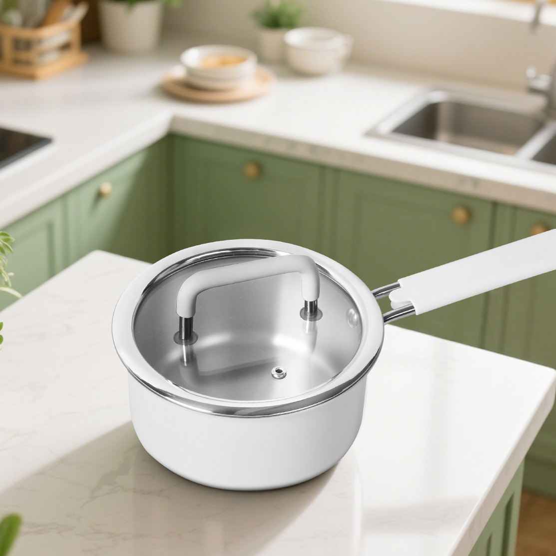 Pure Titanium Uncoated Milk Pot - Healthy Non-Toxic Single Handle Saucepan for Boiling Milk and Heating Food
