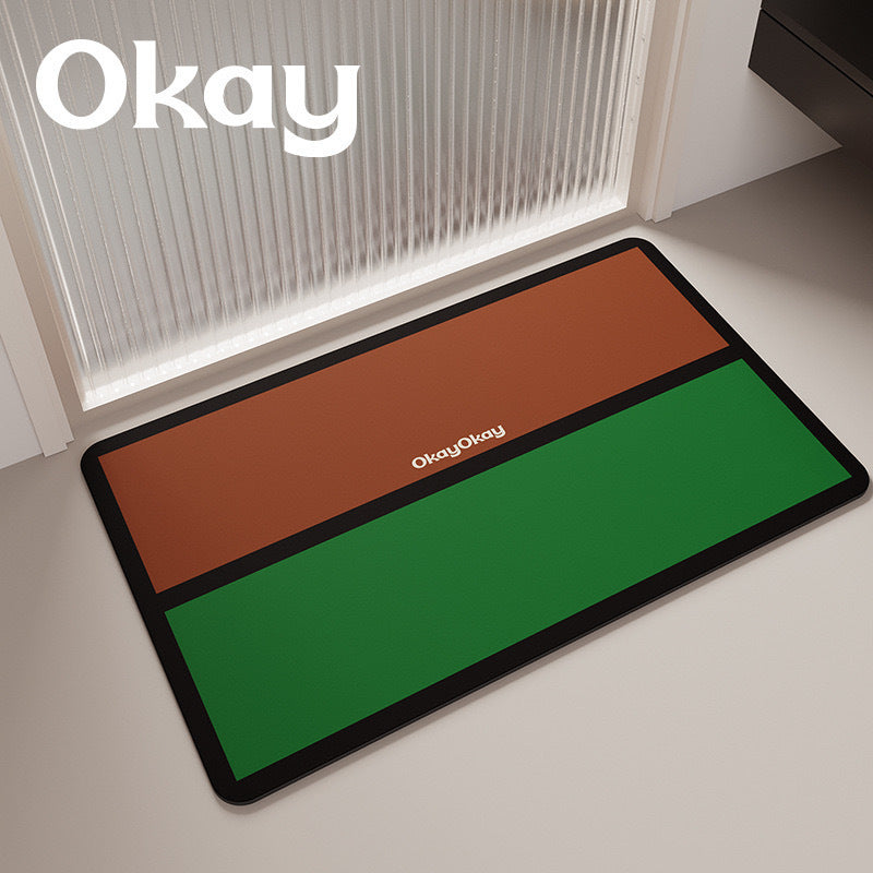 Modern Minimalist Color-block Diatomaceous Earth Bath Mat