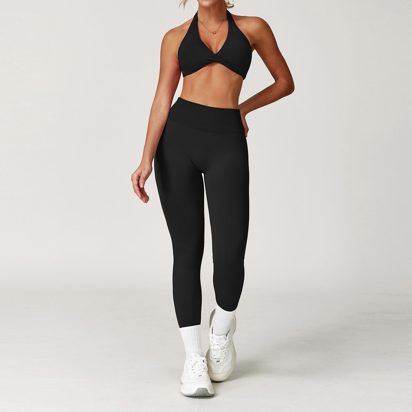 Winter Tight Beauty Back Yoga Suit Quick-drying Workout Clothes Outdoor Running Sports Suit Female 8503