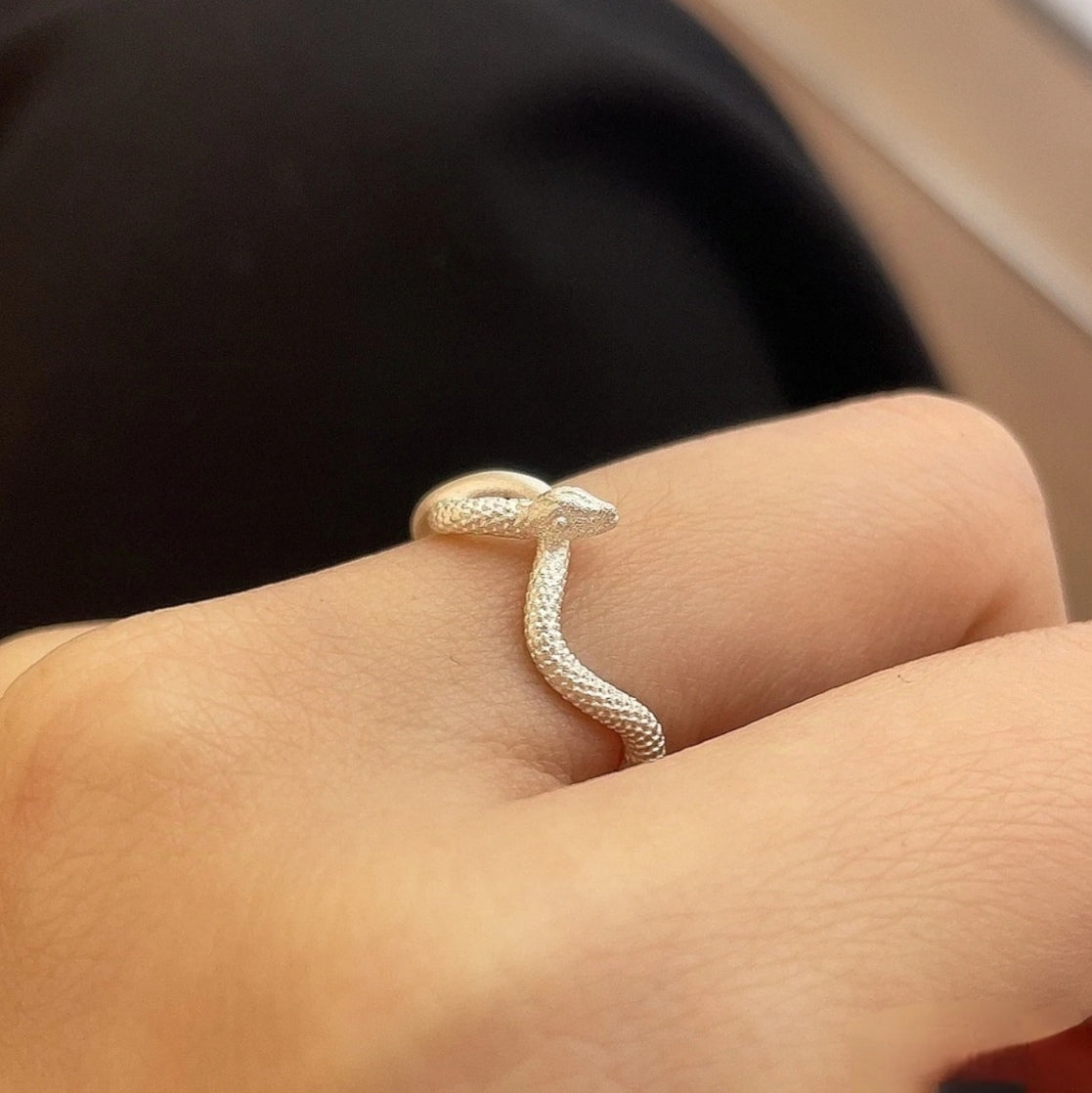 1pc 999 Sterling Silver Matte Snake Open Ring, Minimalist & Edgy, Perfect For Daily, Dating & Gifting, Ideal Valentine's Gift