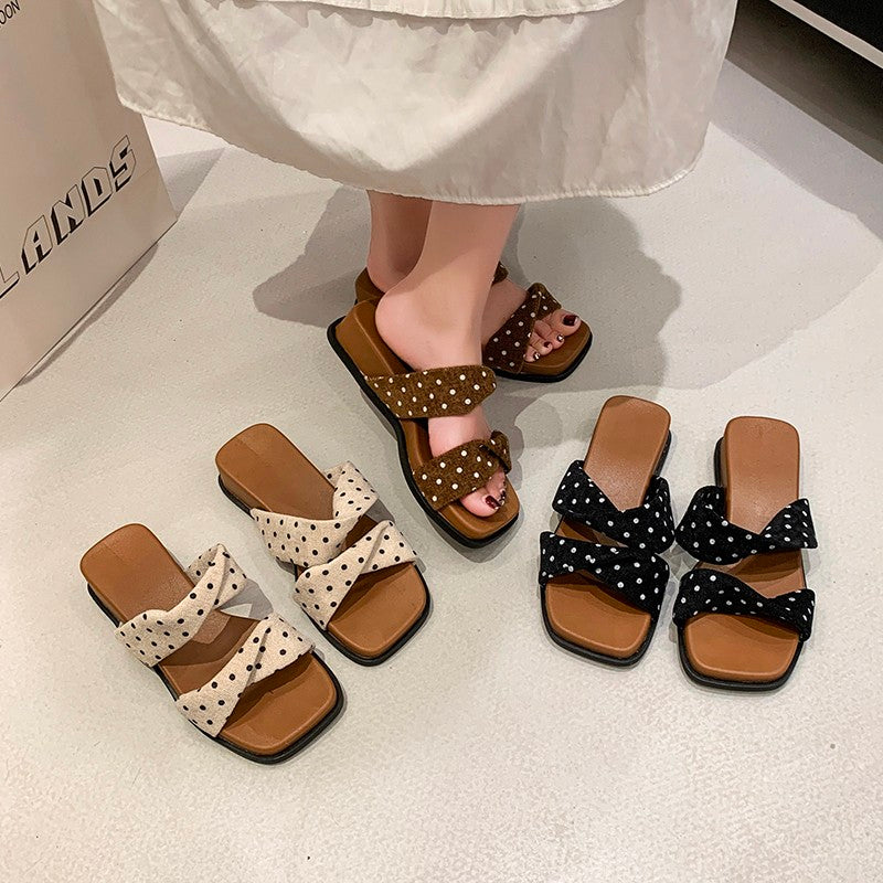 French Casual Platform Wedge Slide Sandals For Women, 2026 New Summer Outdoor One-Strap Slippers, Matching Dresses