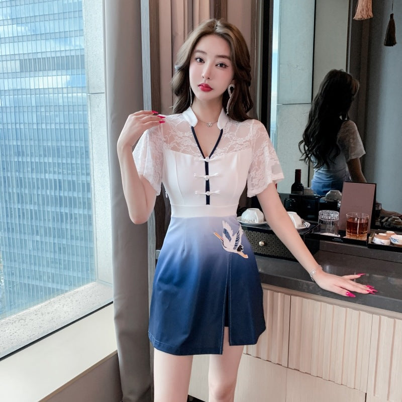 Gradient Ear Cleaning Beauty Salon Pavilion Of Regimen Foot Massage Technician Suit Waist Dress