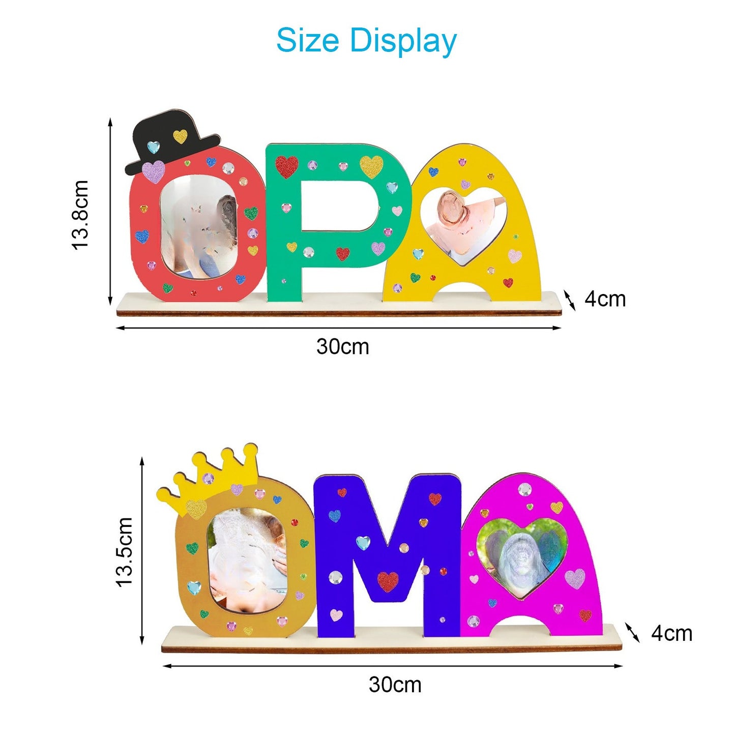 24-piece DIY Wooden Sign Gift Set With “OMA OPA” Lettering, 20 Glitter Hearts, Paintbrushes, And Craft Supplies—Party Accessories Set