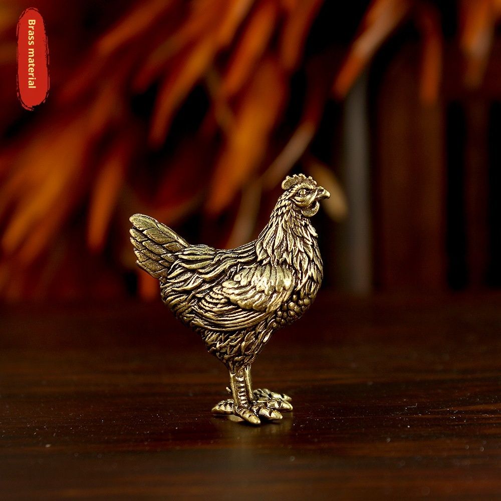 Pure Copper Golden Rooster Wealth Home Living Room Desktop Tea Pet Ornament