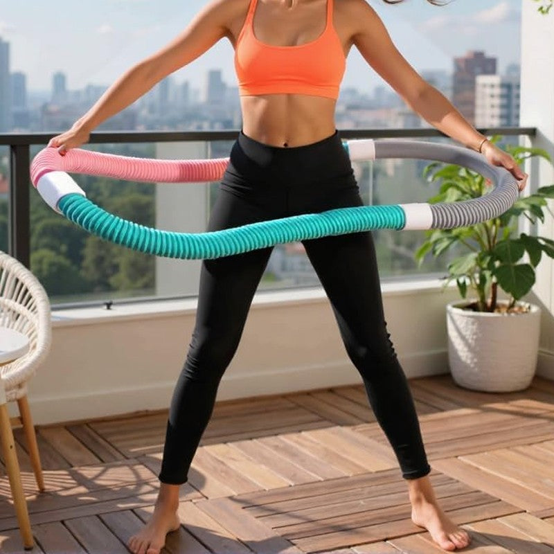 Weighted Fitness Hoop Portable Waist Friendly-Foldable Indoor Foldable Exercise