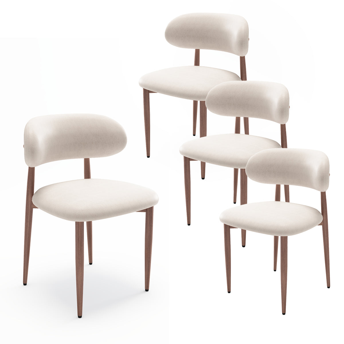 Dining Chairs Set Of 4, Modern Farmhouse Fabric Upholstered Side Chairs With Comfortable Foot Pegs, Metal Legs Kitchen Dining Room Chairs For Home